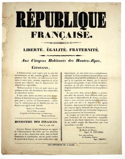 HAUTES-ALPES. 1848. DEFORESTATION. ADRESSE...
