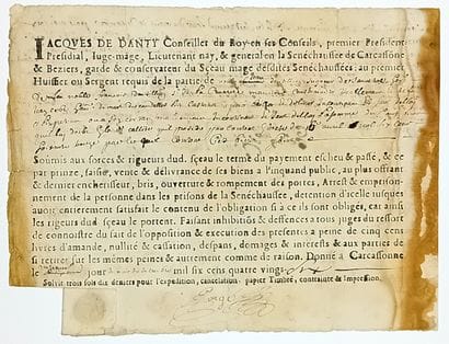 AUDE. 2 Documents: SENESCHALSHIPS OF CARCASSONNE...