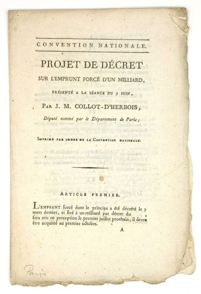 THE FORCED LOAN OF 1793 - Jean-Marie COLLOT-D’HERBOIS...