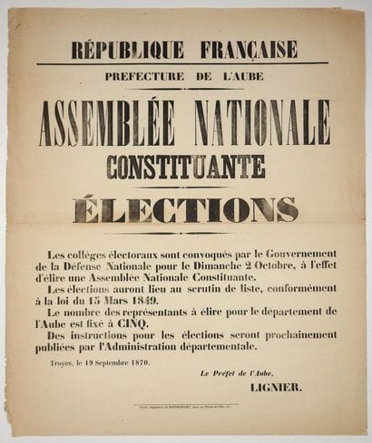 TROYES, le 19 Septembre 1870 - Préfecture...