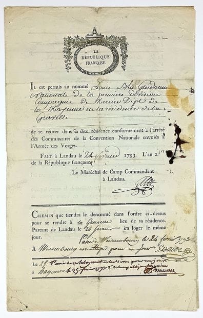 GENDARMERIE. Signed Joseph GILOT, Le Maréchal...