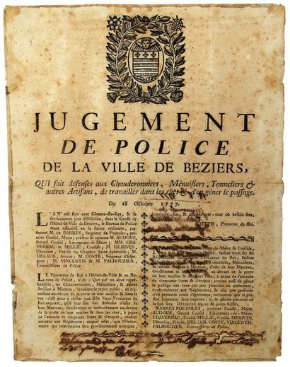 HÉRAULT. 1777. “JUGEMENT de Police de la...