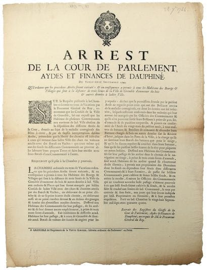 DAUPHINÉ. PESTE BOVINE 1744. “Arrest de la...
