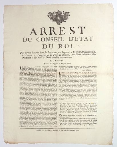 SOIES dites NAQUIN. « Arrêt du Conseil d’État...