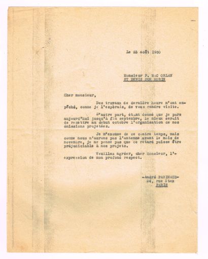 Pierre MAC ORLAN (1882–1970, writer) / Signed...