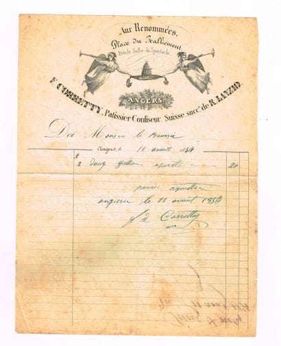 CONFECTIONERY / Set of 2 19th-century invoices...