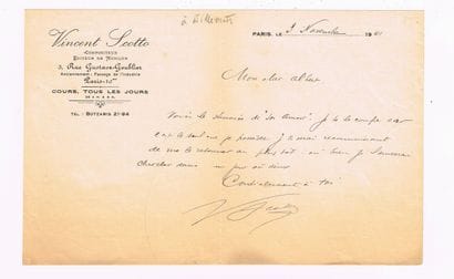 Vincent SCOTTO (1874–1952, composer) / Signed...