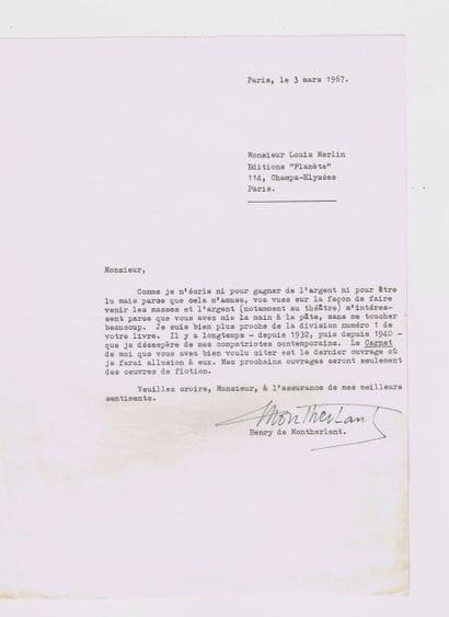 Henry de MONTHERLANT (1895–1972, writer and...