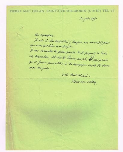 Pierre MAC ORLAN (1882–1970, writer) / Signed...