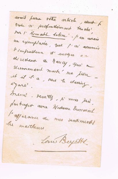 Louis BEYDTS (1895–1953, composer) / Signed...