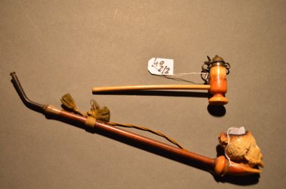 Lot de deux petites pipes en écume de mer...