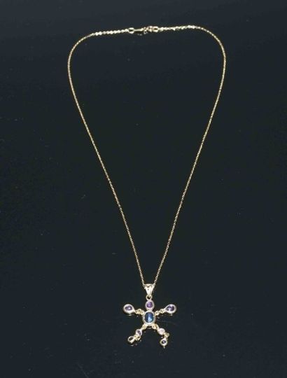 COLLIER en or jaune et son PENDENTIF ARLEQUIN...