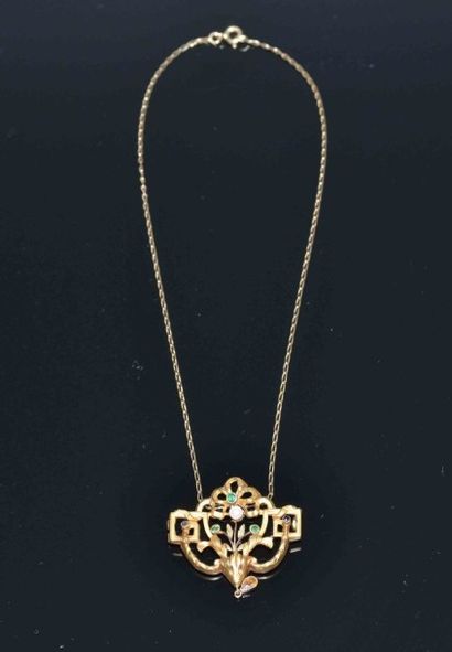 COLLIER en or jaune et PENDENTIF (broche...