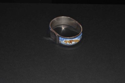 BRACELET JONC en argent et émail polychrome...