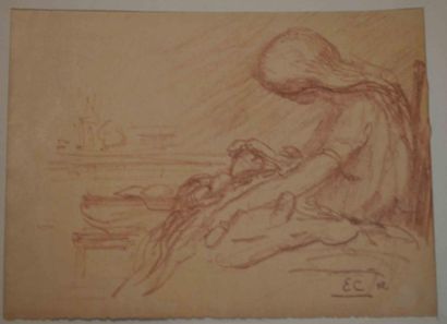 EUGÈNE CARRIÈRE
Maternité Sanguine sur papier...