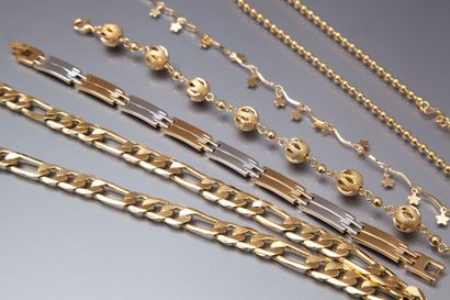 Lot de 2 chaînes et 3 bracelets en plaqué...