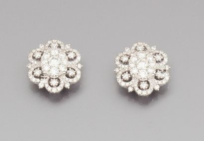 Paire de boucles d'oreilles en or gris figurant...