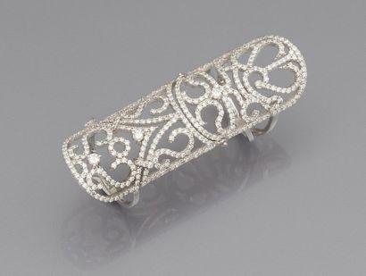 Bague double phalange articulée en or gris...