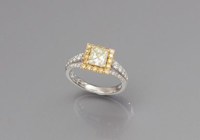 Bague en or gris sertie d'un diamant Fancy...