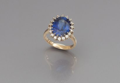Bague entourage deux ors 14K sertie d'une...