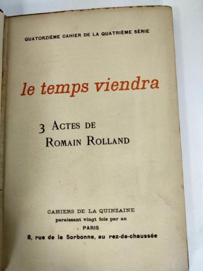 Rolland Romain.Le temps viendra.Paris, Cahiers...