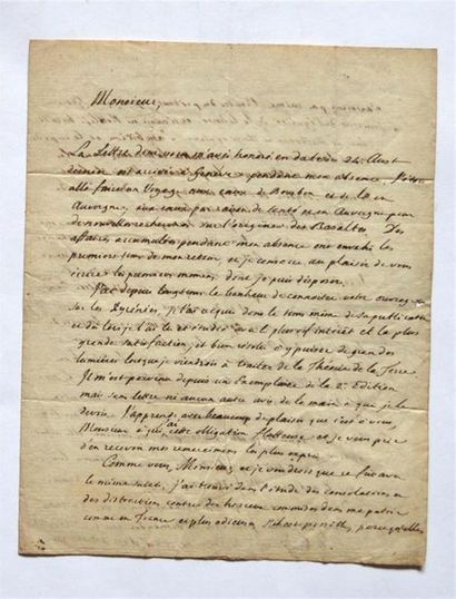 Lettre manuscrite de Saussure à Palassou...