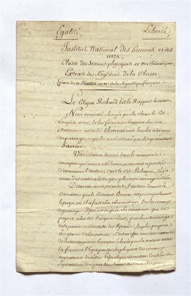 Lettre manuscrite signée Lacépède (Naturaliste)...