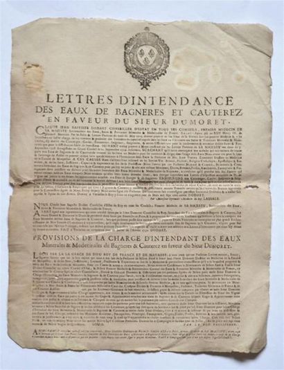 DUMORET (Jean Pierre) -PLACARD Lettres d'Intendance...