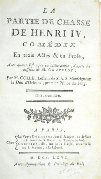 COLLÉ (Charles) La Partie de Chasse de Henri...