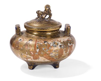 PETIT BRULE PARFUM TRIPODE COUVERT EN FAIENCE...