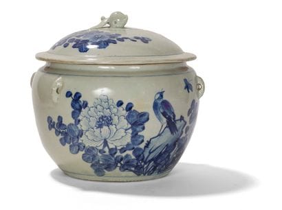 Pot couvert en porcelaine bleu blanc

Chine,...