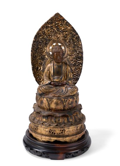 STATUE DE BOUDDHA EN TERRE CUITE LAQUE OR

Japon,...