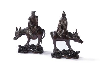 Deux groupes en bronze 

Chine, Fin du XIXème...