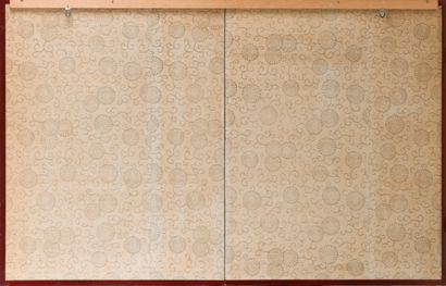 Petit paravent à deux feuilles sur papier...