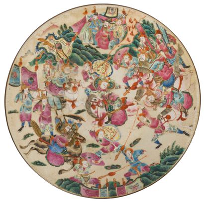 Trois plats en porcelaine famille verte et...