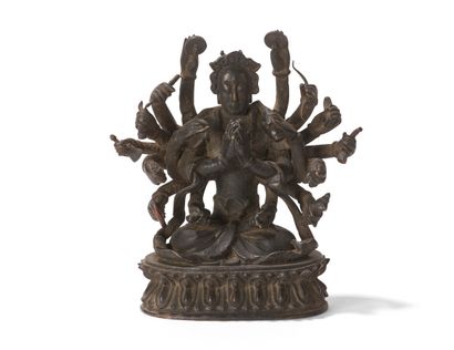 Statuette d'Avalokitesvara en bronze 

Chine,...