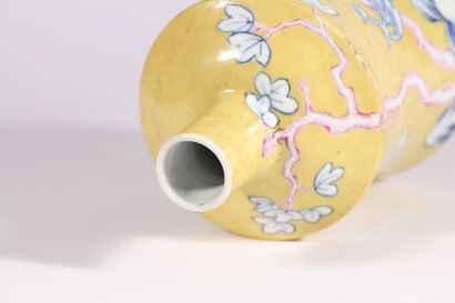 Bouteille tokuri en porcelaine à fond jaune

Japon,...