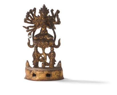 Statuette d'Avalokitesvara en bronze laqué...