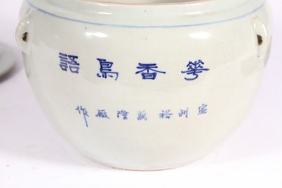 Pot couvert en porcelaine bleu blanc

Chine,...