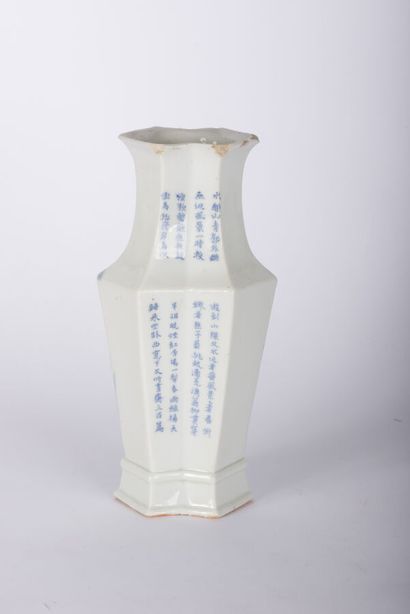 Double blue and white porcelain diamond vase...