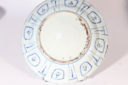Large blue and white porcelain dish
China,...