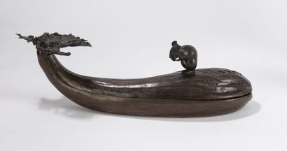 Bronze covered box 
Japan, early 20th century
Eggplant...