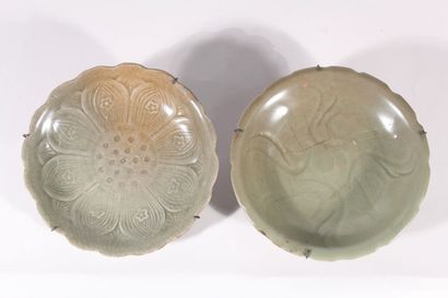 Three celadon glazed stoneware bowls and...