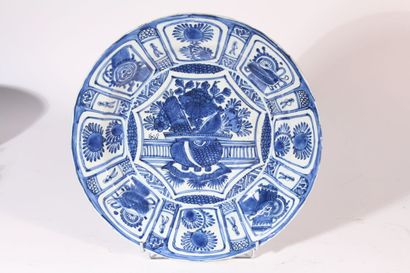 Large blue and white porcelain dish
China,...