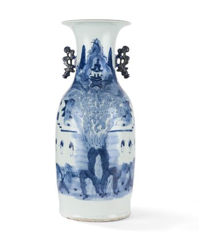 Large blue and white porcelain vase
China,...