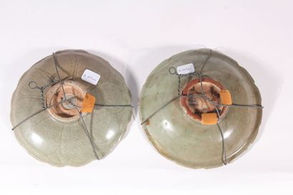Three celadon glazed stoneware bowls and...