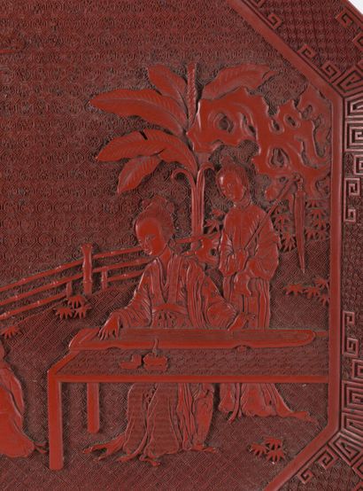 Red lacquer tray
China, 20th century
Square...