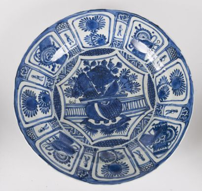 Large blue and white porcelain dish
China,...