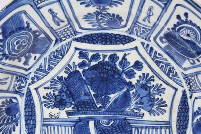 Large blue and white porcelain dish
China,...