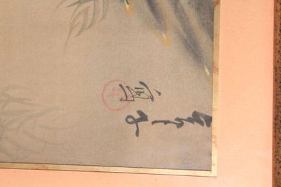 Ink and gouache painting on silk 
Japan,...